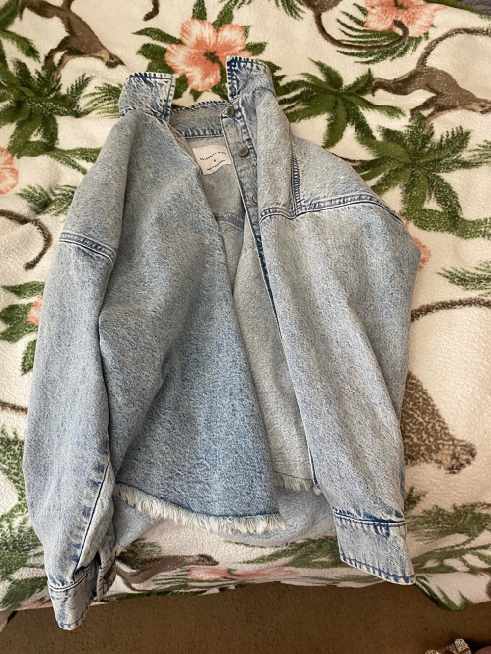 Celebrity Pink Acid Wash Denim Jacket - Light Blue